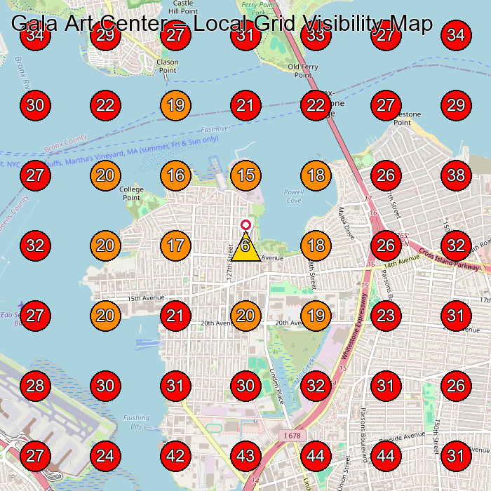 Gala Art Center GeoGrid visibility map for Art School in Flushing